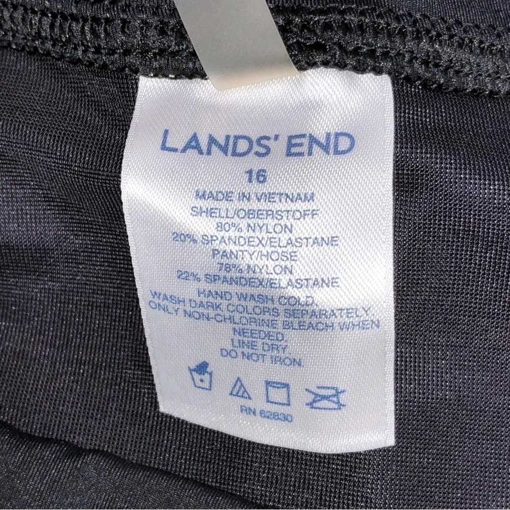 Lands' End Black Swim Lined Shorts  Size 16